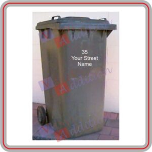 Wheelie bin address sticker/decal