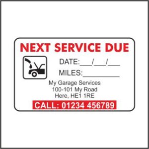 Next Service Due Stickers