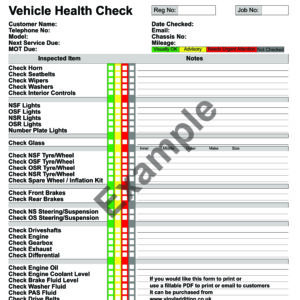 Vehicle Health Checklist Printable vehicle inspection form