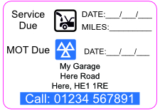 MOT & Service Reminder Stickers