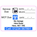 Service & MOT Due sticker