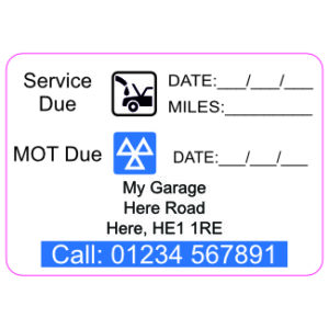 Service & MOT Due sticker